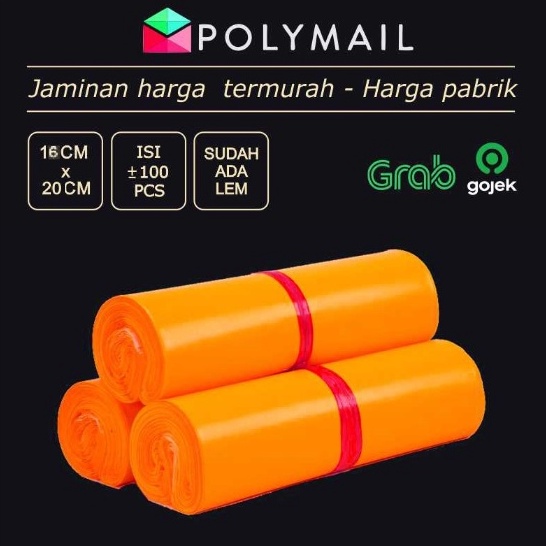 

POLYMAILER ±100PCS 16x20CM ORANGE GLOSSY PLASTIK PACKING 5880