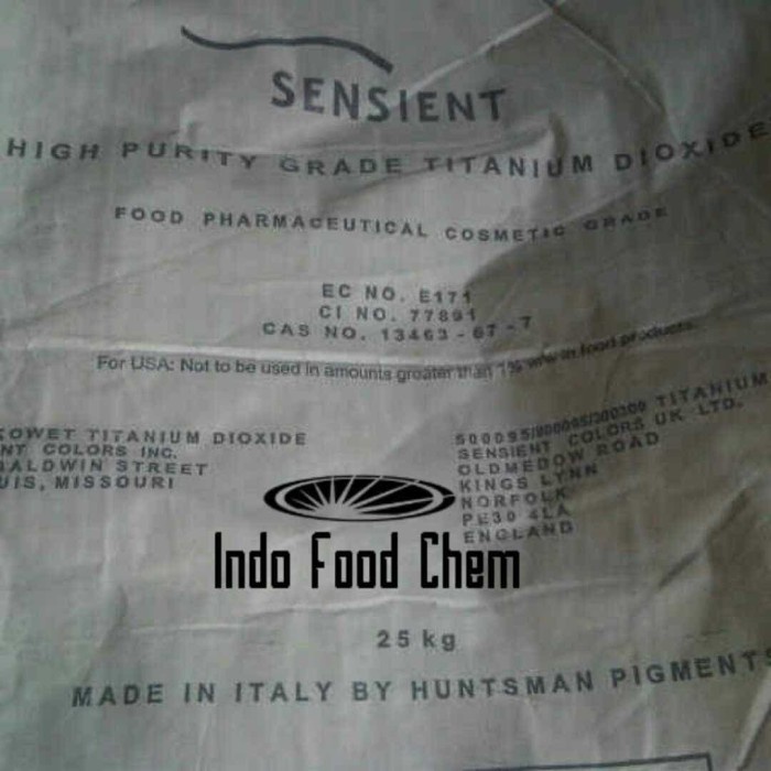 

Terlaris Colourfood Titanium Dioxide "Sensient". Usp Grade / Food Grade, Pemutih Makanan