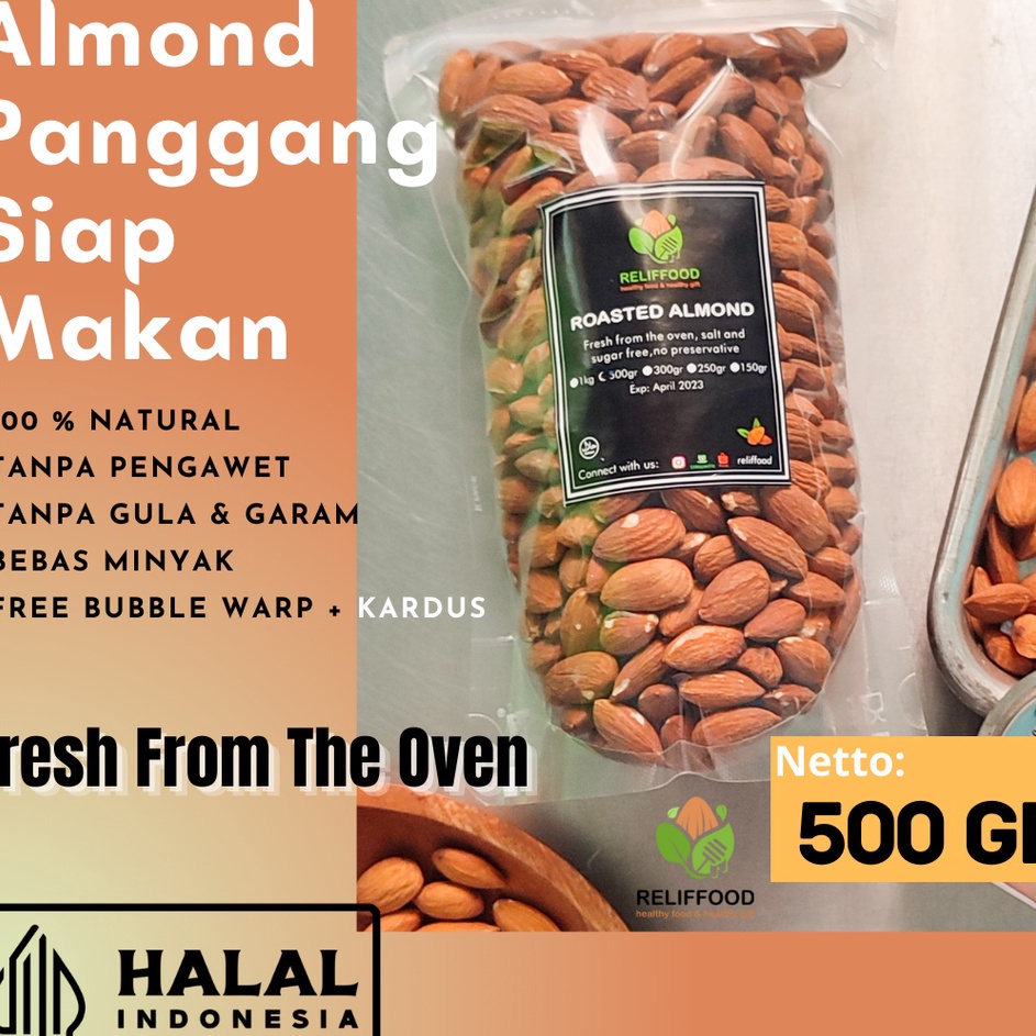 

✨TERBARU✨ ROASTED ALMOND 500 GRAM - KACANG ALMOND PANGGANG KUPAS !!