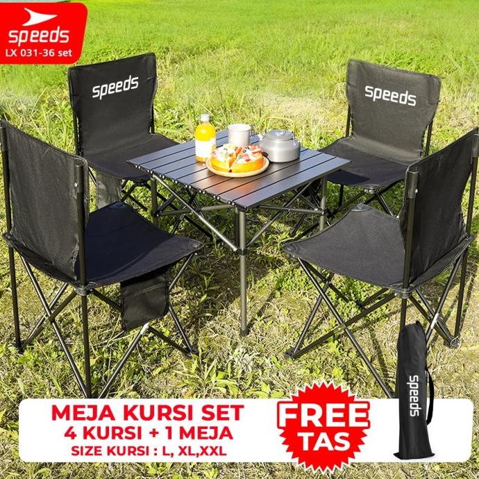 SPEEDS Meja Lipat Kursi Lipat Set Folding Table Meja Camping 031-36