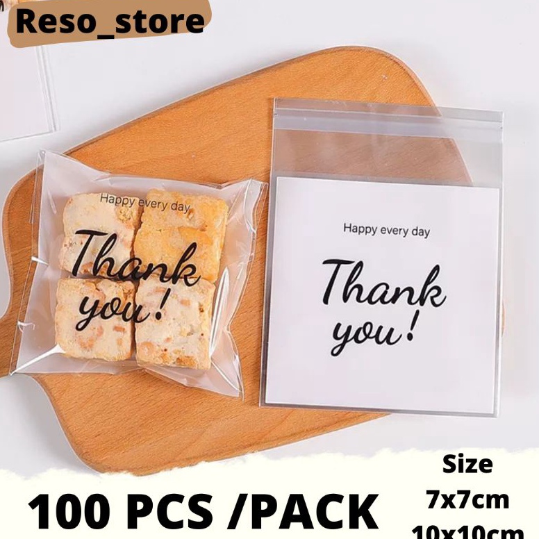 

SG6AR 100 Pcs Plastik Kemasan Opp Cookies / Souvenir Motif Thank you b87dn