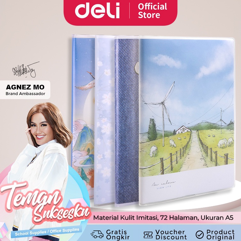 QR67R Deli buku notebook sampul plastik A5 72 pages  desain kecil dan lucu T3272 8082