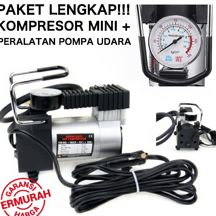 ➾FiR Paket Compressor Mini Listrik Portable pompa angin Ban motor Mobil / Kompresor Mini cet heavy d