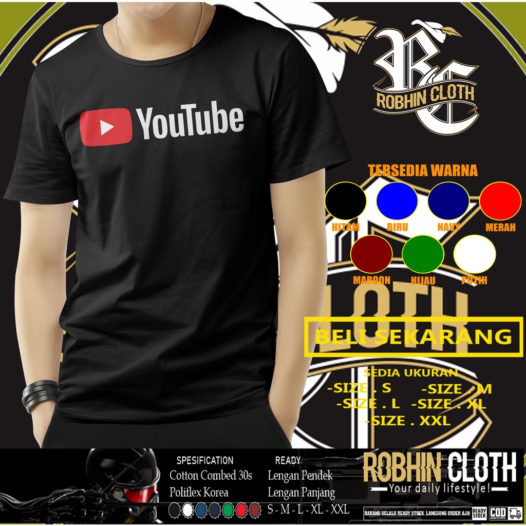 Kaos Youtube Logo Baju Distro