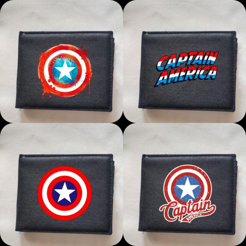 Dompet Kanvas Captain America Marvel Keren / Dompet Lipat Resleting Pria Logo Captain America Bahan 