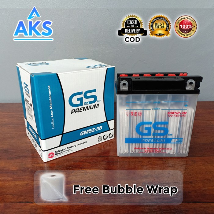 Aki Gs Gm5Z-3B Premium Aki Basah Motor Mio Smile, Mio Sporty, Vega R