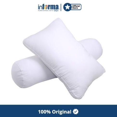 Informa Set 2 Pcs Bantal & Guling Dacron - Putih