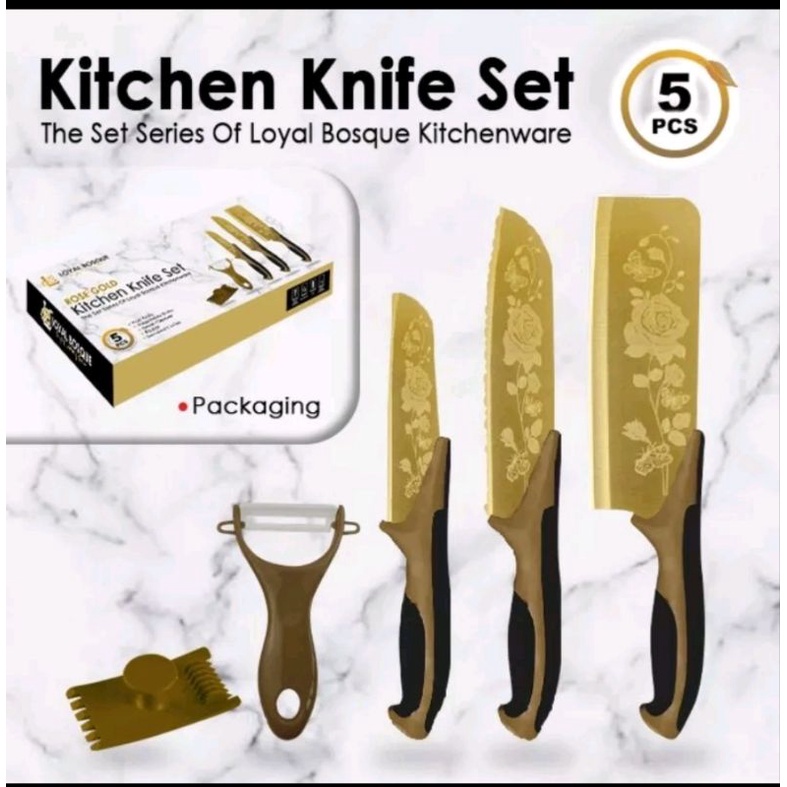 Set Pisau KITCHEN KNIFE SET GOLD