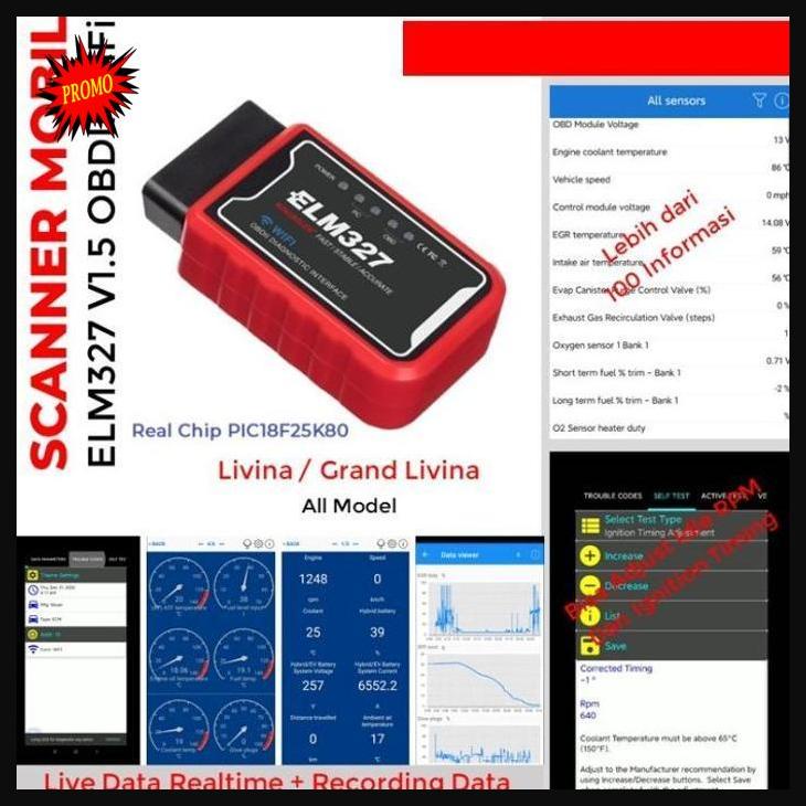 Scanner Mobil ELM327 V1.5 Chip ORI OBD2 Grand Livina Connect + Setting siskanoviani24