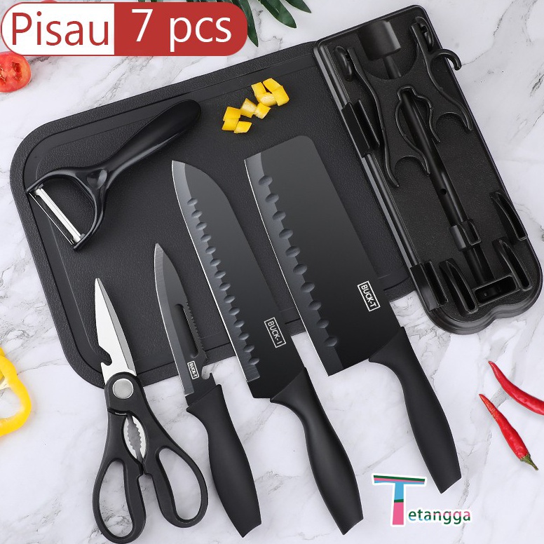 TERBAIK. Pisau Keramik SET /  7  IN 1 ada Talenan /Poenscae Kitchen Knife / Dapur Set Pisau