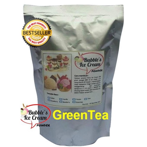 

Bubuk Es Krim Greentea 500gr Bubble's Ice Cream Bulky Instant Powder