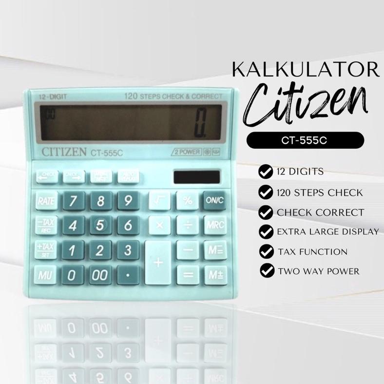 

8.8 Kalkulator Fancy Warna Warni Calculator Citizen 555N 555 N 555 C 555 Colour Series 12 Digit Check Ulang Check Correct Bisa Hitung Ulang Grosir !!