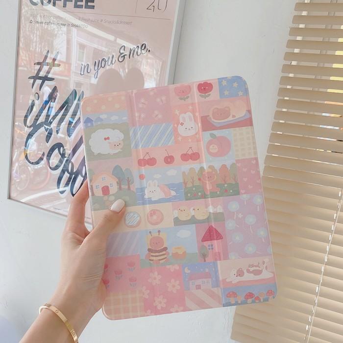 Case Flip Ipad Mini / Air / Pro Motif Hewan Cute Cover Ipad (Preorder)