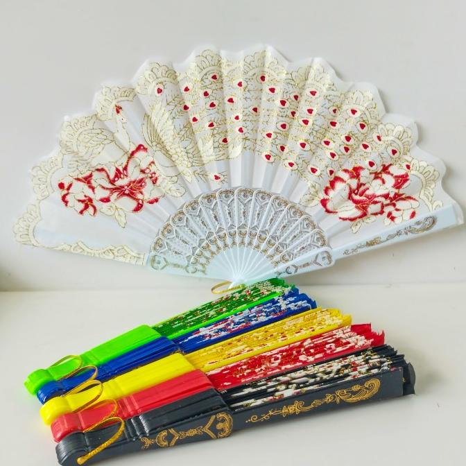 Kipas Jepang Kipas Tangan Lipat Gliter Merak Kipas Souvenir Pernikahan