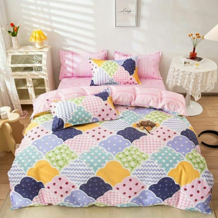 Terbaruϟday COD SPREI/SPRAI / SPREI MOTIF EMILY / SEPREI SINGLE DOUBLE PASTEL RAINBOW BUBBLEGUM/ Spr