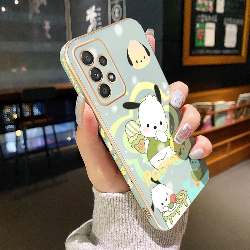 Case Ponsel untuk Samsung A52 5G A52s 5G A51 M40s M51 Case ponsel persegi tepi samping HP kartun Poc