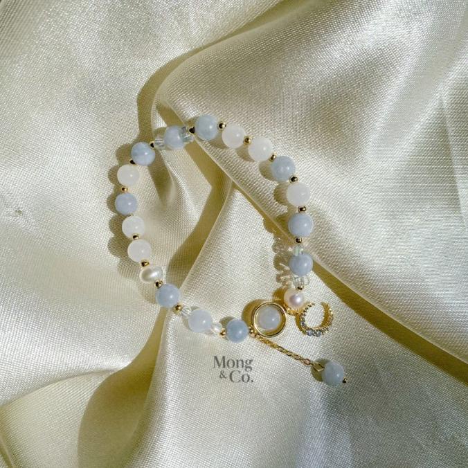 Mong&Co Blue Moon Handmade Gemstone Bracelet - Gelang Wanita Batu Alam