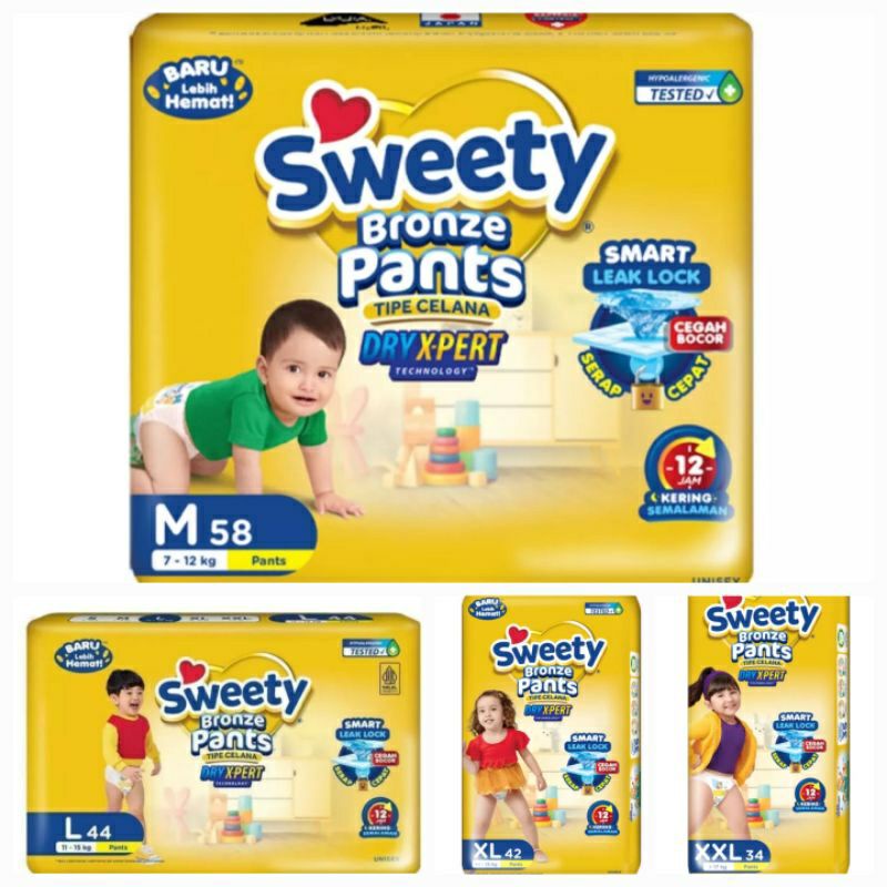 Popok Sweety Bronze Comfort Pants Dry X-Pert Tipe Celana dan Perekat NBS44/S36/M32