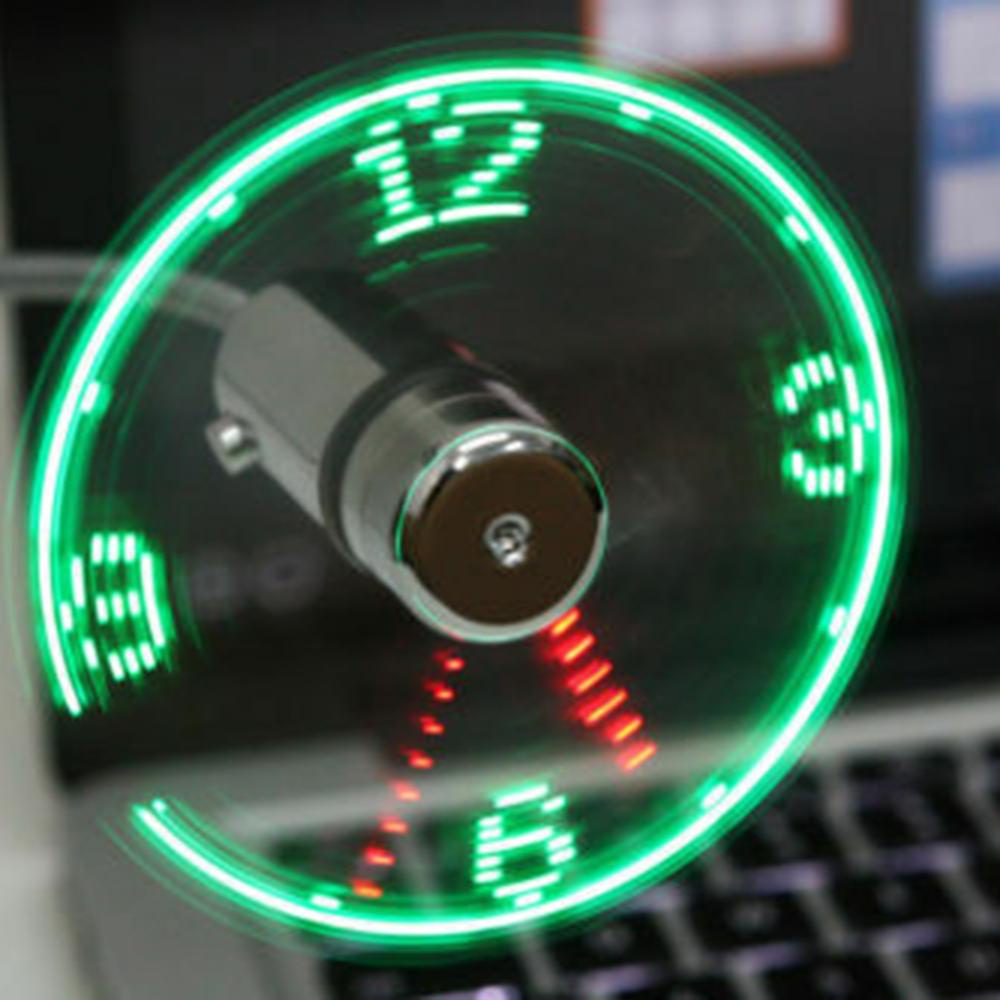 ❤Creative Mini Fan USB Powered LED Clock Real Time Display Summer Cooling Neon Fan USB Gadgets