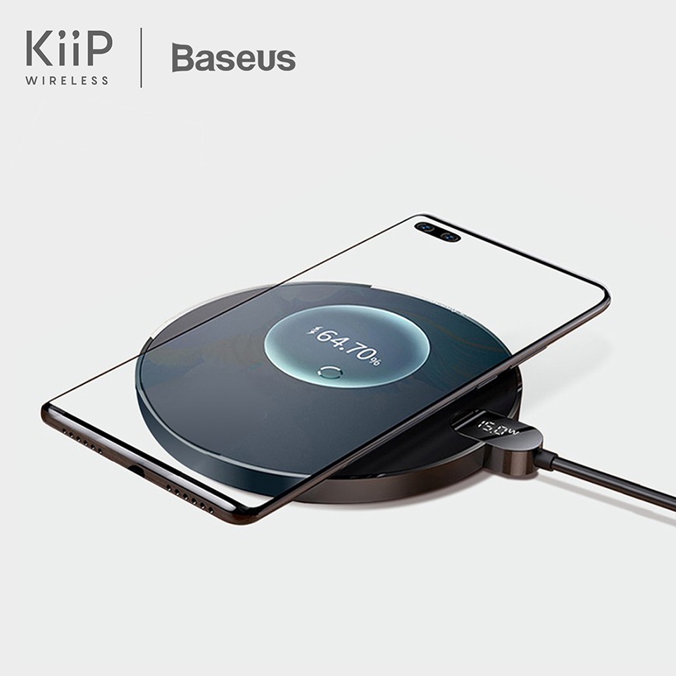 Harga Termuraah.. KIIP X Baseus Wireless Charger Digital LED Fast Charging Pad Quick Charge 15W