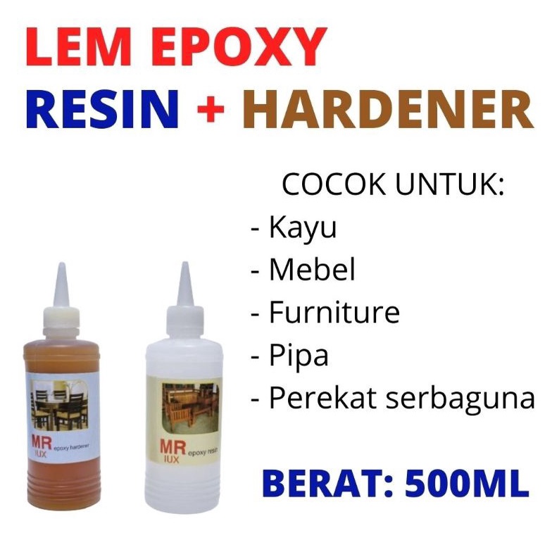 

Grosir.. Lem EPOXY Resin Hardener MR LUX Kemasan 320 gram per Set JM0