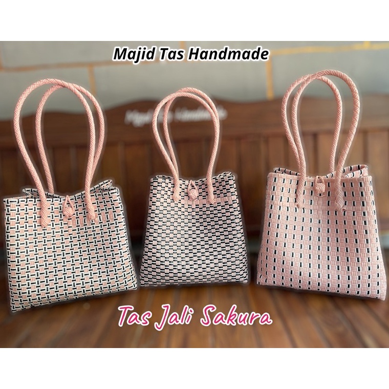 ✶Best Produk❉➫ ZEHW7 Tas Anyaman Jali Premium Tas Anyam Motif Pink Bag Sakura V76 ✱Best