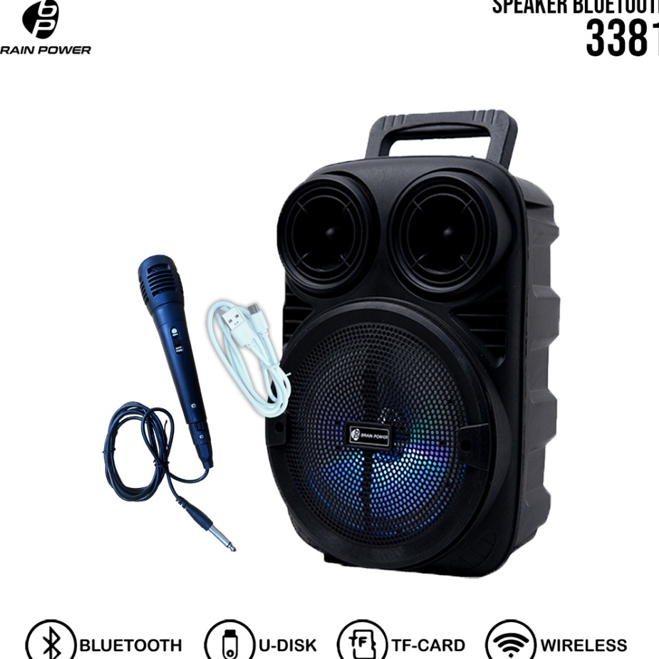 Terbaru.. BRAIN POWER - KIMISO Speaker wireless Bluetooth  3381 Mini 6.5 inch Brain power