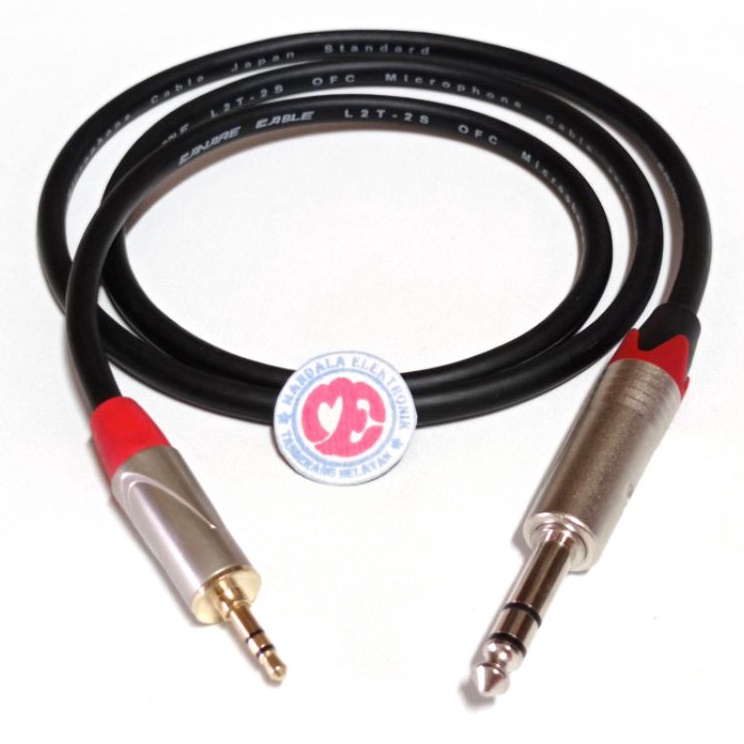 ➘ kabel jack akai stereo Trs 6.5mm to jack mini stereo 3.5mm 2Meter y Premium ☮.