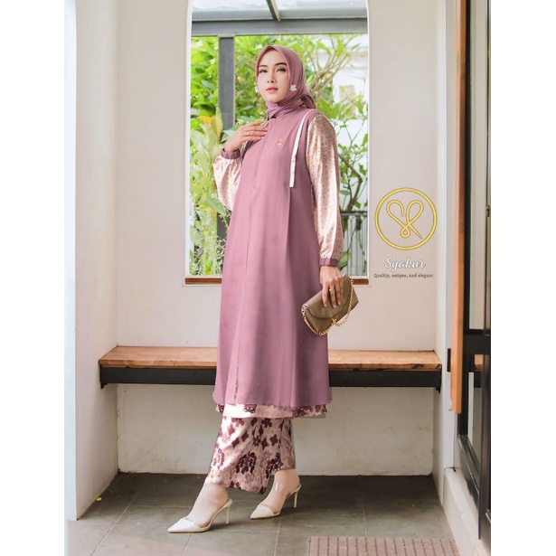 setelan celana syakur collection /one set syakur dior silk kombinasi ceruty bebydoll premium