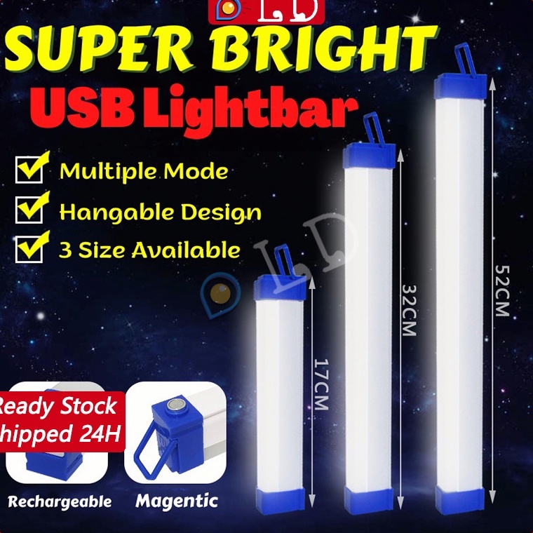 ☠Zqg [COD] lampu neon led panjang T7 usb bolam let portable emergency lamp darurat mati lampu lid te