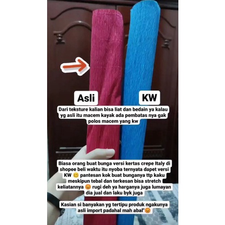 

1.1 sale kertas crepe Italy original import tebal 50*250 crepe paper diy craft, wedding party decorations