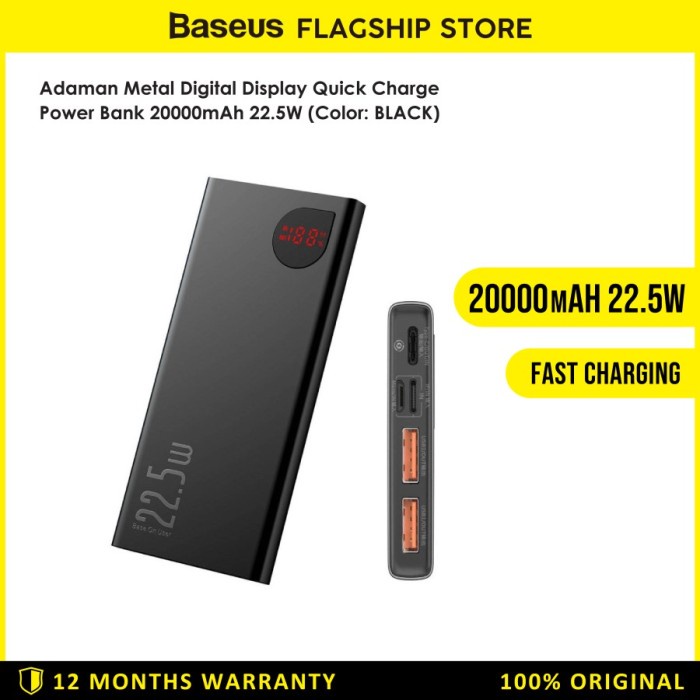 Terlaris Baseus Adaman Powerbank Metal Digital Display Qc 10000Mah 22.5W - Ppad