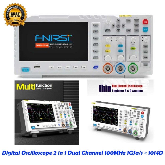 Fnirsi 1014D Osciloscop Osiloskop Oscilloscope Dual Ch 100Mhz 1Gsa/S