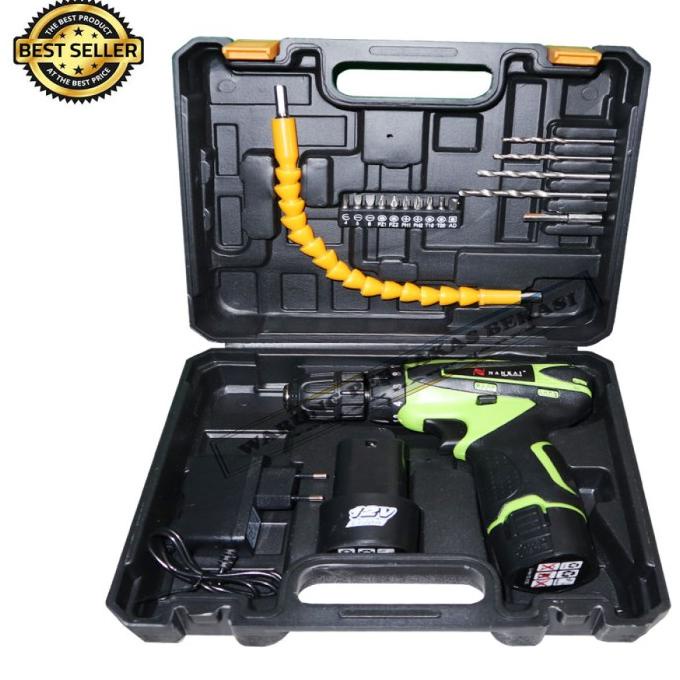 Nankai Cordless Mesin Bor Bolak Balik Baterai Cas 12V 10Mm Full Set