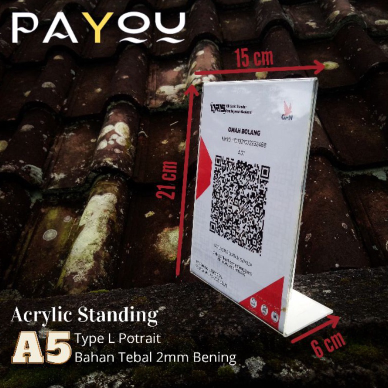 

[DAF99] Acrylic Standing A5 Type L Potrait/ Tempat QRIS/ Brosur/ Menu wivq8