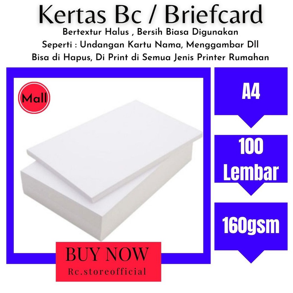 

Terupdate [ 100 Lembar hight quality A4 ] Kertas Briefcard / BC 160gsm putih Bestseller ♪ヽ