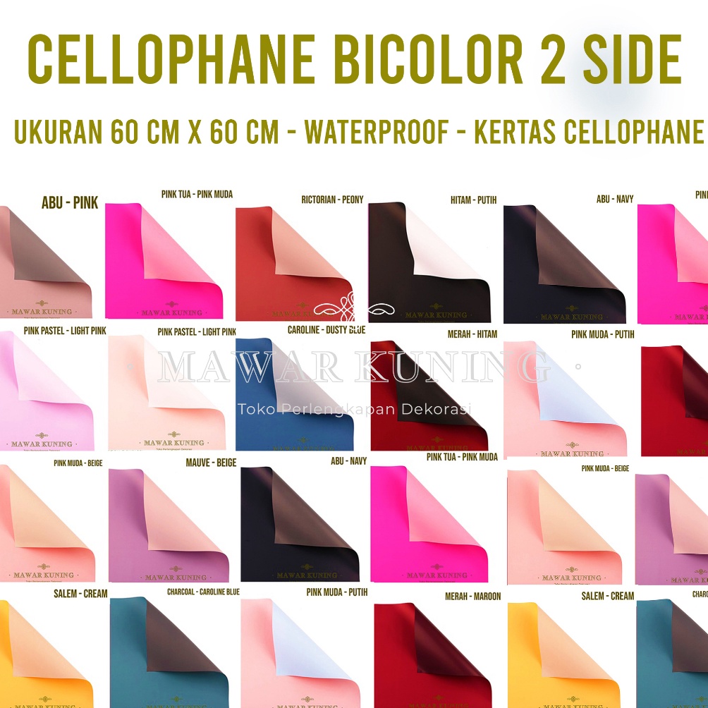 

72 [ 20 Lembar ] Cellophane Bicolor Pastel Flower Wrap / Kertas Cellophane Bunga - WWF ✽Grosir