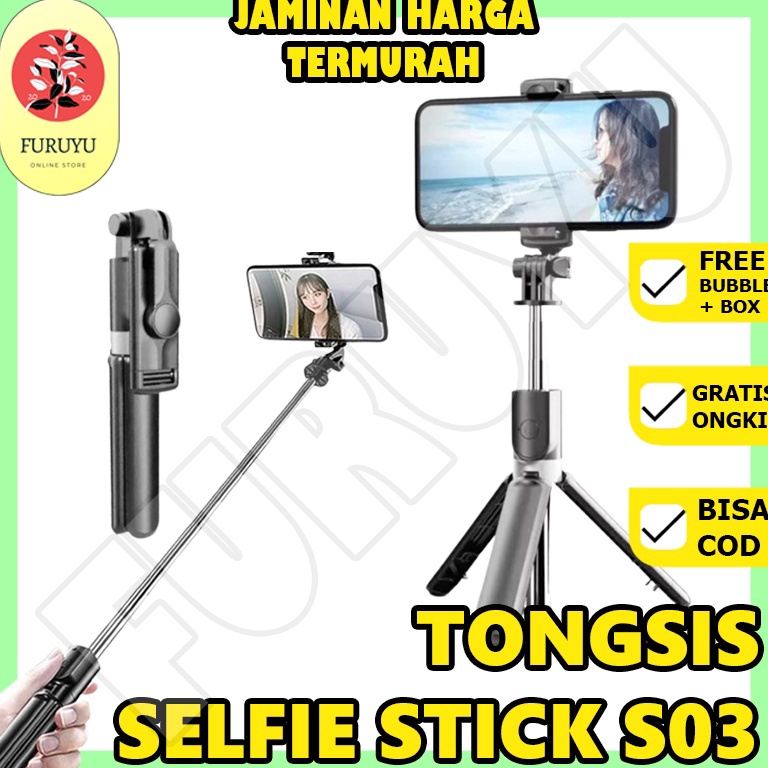 Terlaris!.. tongkat selfie tongsis tripod tripot hp handphone berdiri wireless selfie stick portable