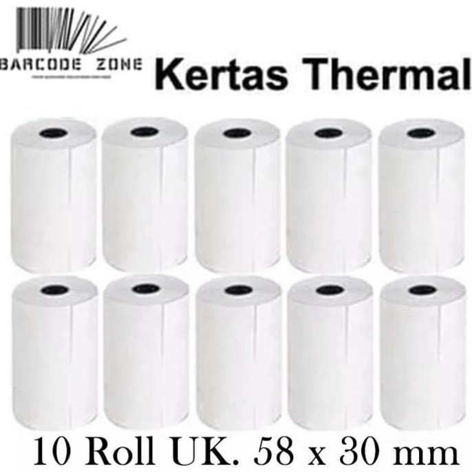 

GGPPR KERTAS STRUK THERMAL 58x30mm - EDC / Kertas Printer Bluetooth Isi 10 - SEPACK - CORELESS Promo ⌒O