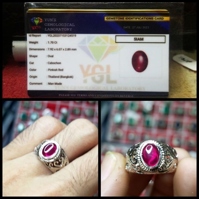 PLUS MEMO MERAH DELIMA SIAM ASLI BANGKOK BATU AKIK CINCIN PERMATA 4