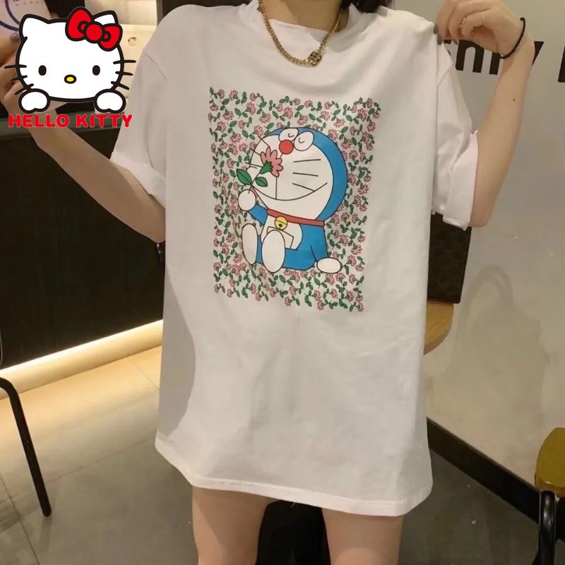 Sanrio Cute Cartoon Girl Harajuku Kawaii  Y2k Short Tops Ulzzang Oversized Women Tees Anime Summer J