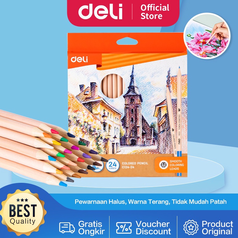 

BB53EC35 Deli Colored Pencil / Pensil Warna 12 24 Warna Terang dan Halus CC124 Buruan Beli