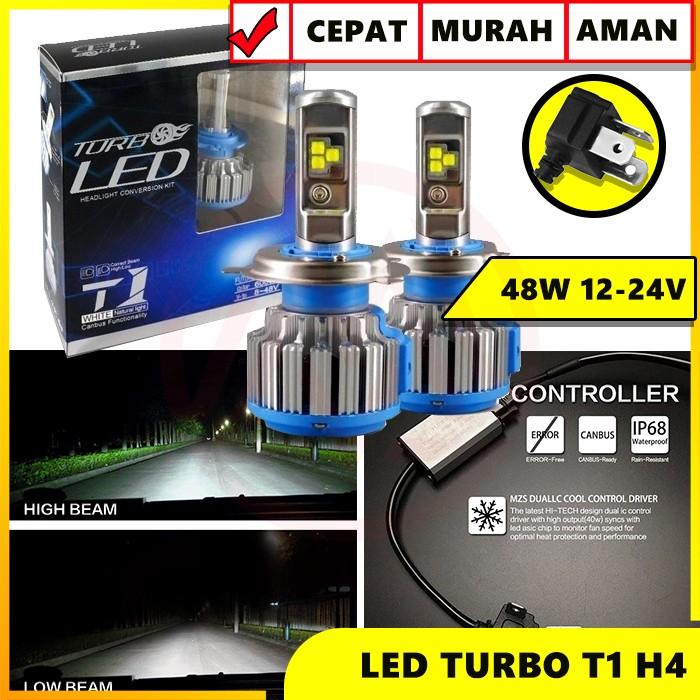 Turbo Led T1 H4 Universal Isi 2Pc Headlight Turbo T1