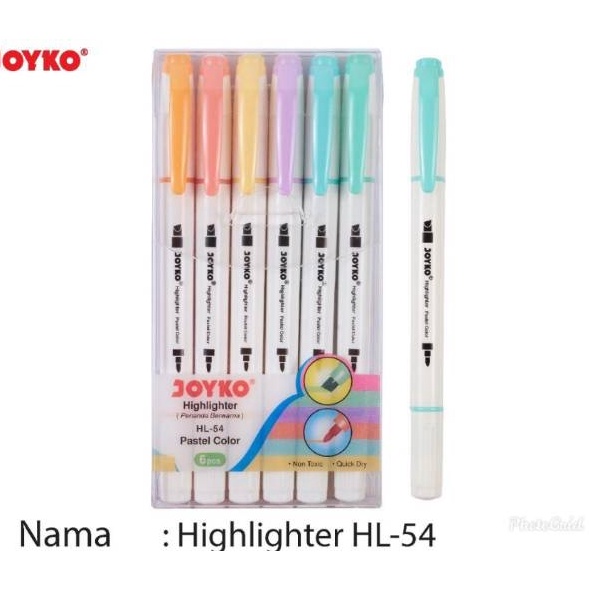 

STAR Dual tip Highlighter 6 WARNA Pastel Color joyko HL54