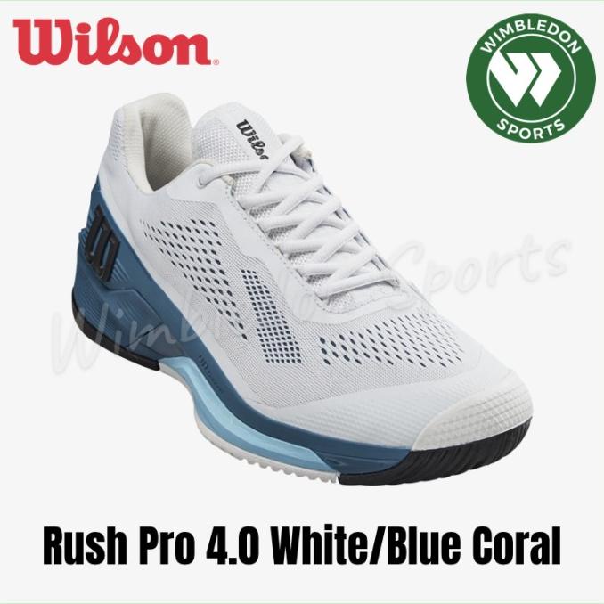 Sepatu Wilson RUSH PRO 4.0 White/Blue / Sepatu Tenis Wilson Rush Pro
