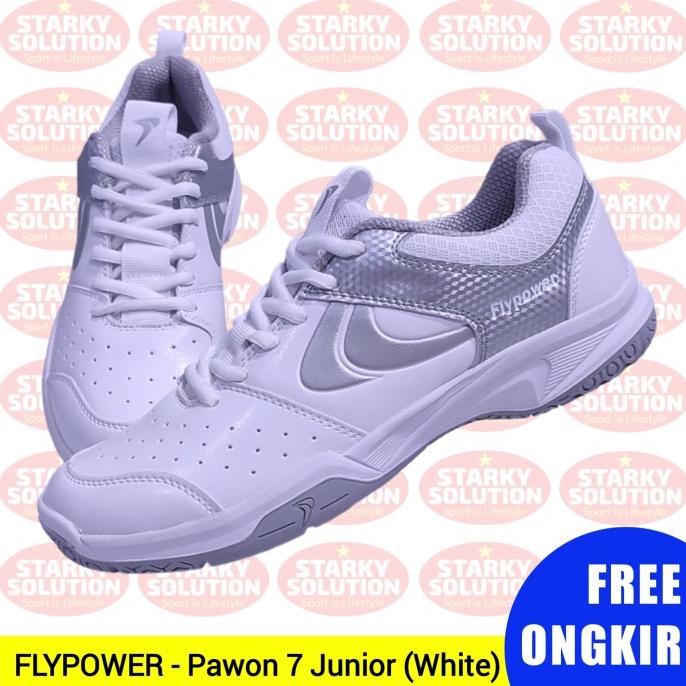 Sepatu FLYPOWER PAWON 7 JUNIOR ANAK Bulutangkis Badminton - White