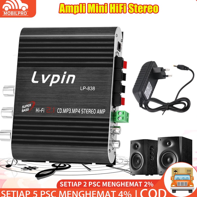 LANGSUNG ORDER. Lvpin Ampli Mini HiFi Stereo Power Amplifier Treble Bass Booster 12V Audio Amplifier 2.1 channel