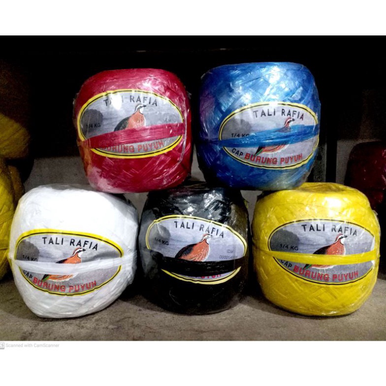 

VNY Tali Rafia Cap Puyuh 250 Gram Warna Warni Merah Biru Hijau Hitam Putih Kuning 1/4 kg ➘Model Terkini