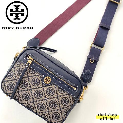 (100% ORIGINAL) Tas TORY BURCH TB T Monogram Jacquard Camera Bag Navy