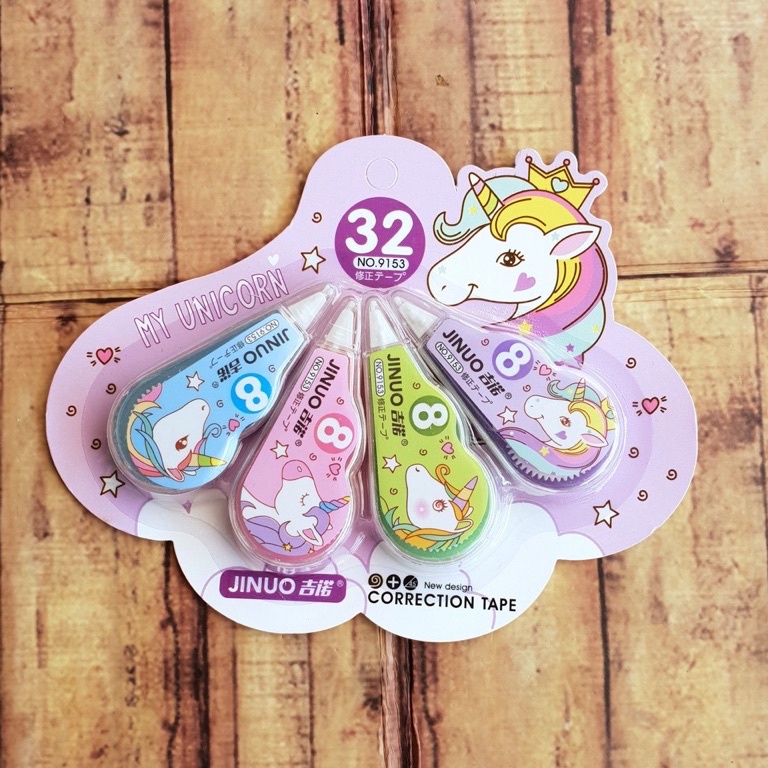 

[0CV99] 1 set isi 4 Correction Tape Unicorn / Small Mochi - Tip-Ex Pita Unicorn / Small Mochi Jinuo 9153 Readystock (ﾉ^